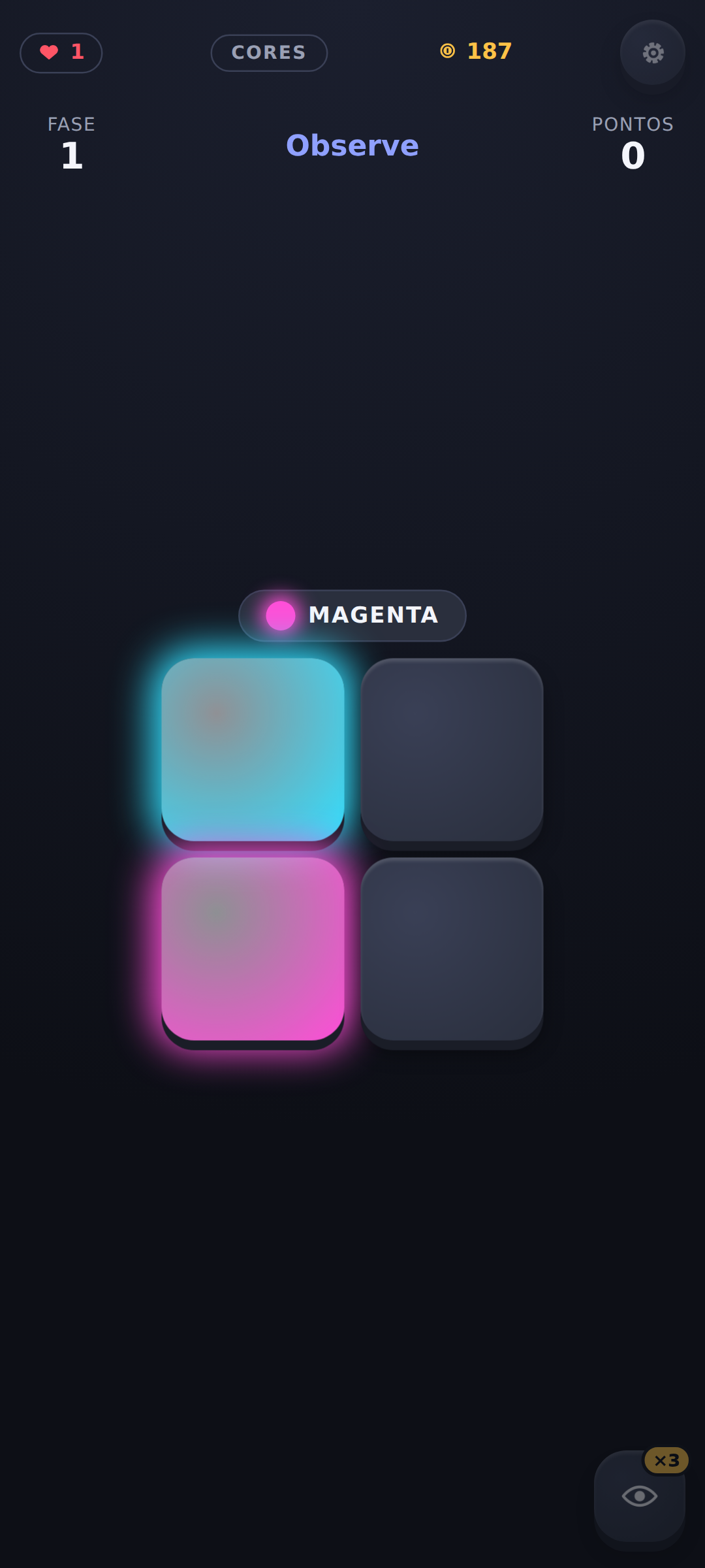 Colors mode — memorizing a glowing color pattern